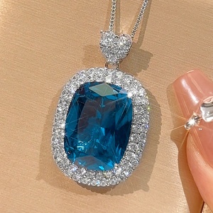 Toderi Jewelry Brass Gold Plated Red Corundum Large Jadeite Pendant 15*20mm Luxury Women <b>Statement</b> Necklace for Anniversary - Product Image 5