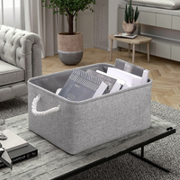 Boîte de rangement de luxe rectangulaire grise en tissu tressé avec éclairage LED, présentoir à bijoux, cadeau, écologique, pliable, fait main