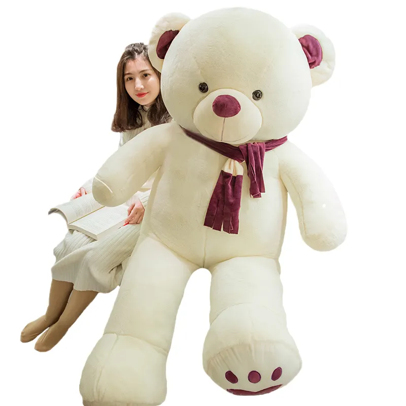 Niuniu Daddy 100 Cm Boneka Beruang dengan Syal Staf Mainan Indah Valentine Hadiah Mainan Mewah untuk Anak Berkualitas Tinggi Bear hadiah Natal