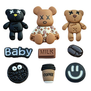 Breloques plates en résine DIY motif Ours de dessin animé, Biscuit, Grains de café pour coques de téléphone, Crocs, ornements de voiture, accessoires pour cheveux, fournitures d'artisanat - Product Image 5