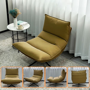 Sillón Giratorio de Cuero Color <span class=keywords><strong>Mostaza</strong></span>, Diseño Curvo Todo en Uno para Sala de Estar/Dormitorio/Balcón, Relajación - Product Image 6