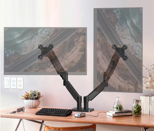 Support d'écran de bureau pour ordinateur à bras double à ressort à gaz, réglable en hauteur, pour écran de 13 à 32 pouces, vente chaude en usine - Product Image 1