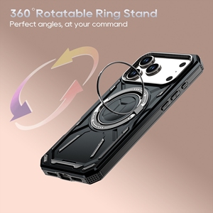 Premium 360 °   <span class=keywords><strong>Coque</strong></span> de protection avec anneau rotatif et béquille pour <span class=keywords><strong>iPhone</strong></span> 17 16 <span class=keywords><strong>Pro</strong></span> <span class=keywords><strong>Max</strong></span> 15 <span class=keywords><strong>11</strong></span>, avec dragonne amovible et <span class=keywords><strong>bandoulière</strong></span> - Product Image 4
