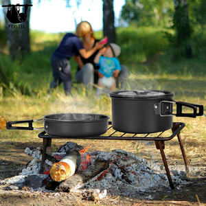 15PCs <b>Portable</b> Camping Cookware Long-Handled Lightweight Stainless Steel <b>Gas</b> <b>Cooker</b> Compatible No Lid Pot Kettle Set Cup Plate - Product Image 6