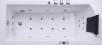 Baignoire autoportante rectangulaire en acrylique blanc avec fonction de trempage et de massage, utilisation intérieure/extérieure, commande informatique moderne, LED