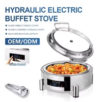 Ensemble de réchauds de buffet électriques de luxe modernes Kuntai Royal en acier inoxydable argenté, rond, 6L 440W, pour usage hôtelier