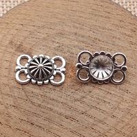 Médaillon marguerite soleil éclatant 17x11mm, connecteur à 4 boucles en alliage, argent antique, pour panneau de bracelet bohème