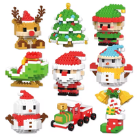 Mini ensemble de blocs de construction de Noël, Père Noël et bonhomme de neige, jouet en micro briques pour enfants, cadeau de Noël