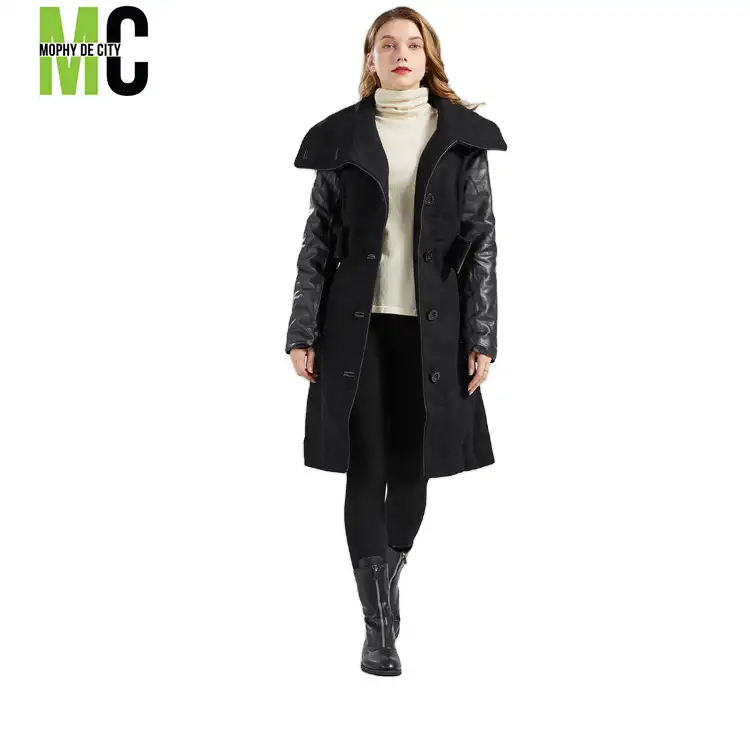 2021 Free Shipping Vintage Custom Girls Fur Collar Hooded Winter Black Women Faux Fur Coat