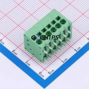 MX205R-3.5-06P-GN01-Cu-A Spring Terminal Block Through hole Component THT,P=3.5mm Connector 1x6P 3.5mm Green Right Angle Insert - Product Image 1