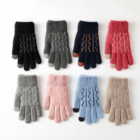 Gants en tricot acrylique personnalisés avec logo, mélange acrylique chaud, avec bouts de doigts contrastants, pour hommes et femmes, gants en tricot pour la saison froide