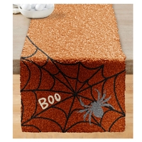 Couvre-lit d'Halloween personnalisé avec motif de crâne d'araignée orange, 100% polyester, design brodé vintage