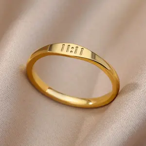 Gelukkig 11:11 Engel Nummer Ringen Voor Vrouwen Roestvrij Staal Vinger Ring Vintage Bruiloft Esthetische Sieraden Cadeau Anillos Mujer