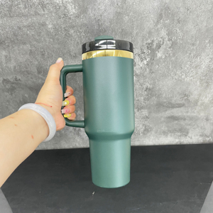 Bouteille isotherme en acier inoxydable de 40 oz, plaquée or miroir, vert foncé et rouge, pour impression laser, idéale pour l'extérieur - Product Image 3