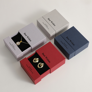 Boîte à bijoux coulissante PUPPYSEW 9*9cm, boîte d'emballage à bijoux en carton personnalisée, boîte à collier avec <span class=keywords><strong>tiroir</strong></span>, avec logo personnalisé - Product Image 2