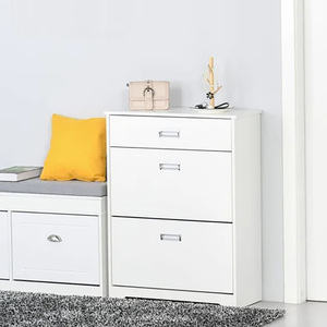 Elegante Zapatero Compacto con 2 Cajones Abatibles, 1 Cajón Extraíble, Capacidad para 16 Pares, <span class=keywords><strong>Madera</strong></span> <span class=keywords><strong>MDF</strong></span> Resistente para el Hogar, Pasillo o Entrada - Product Image 1