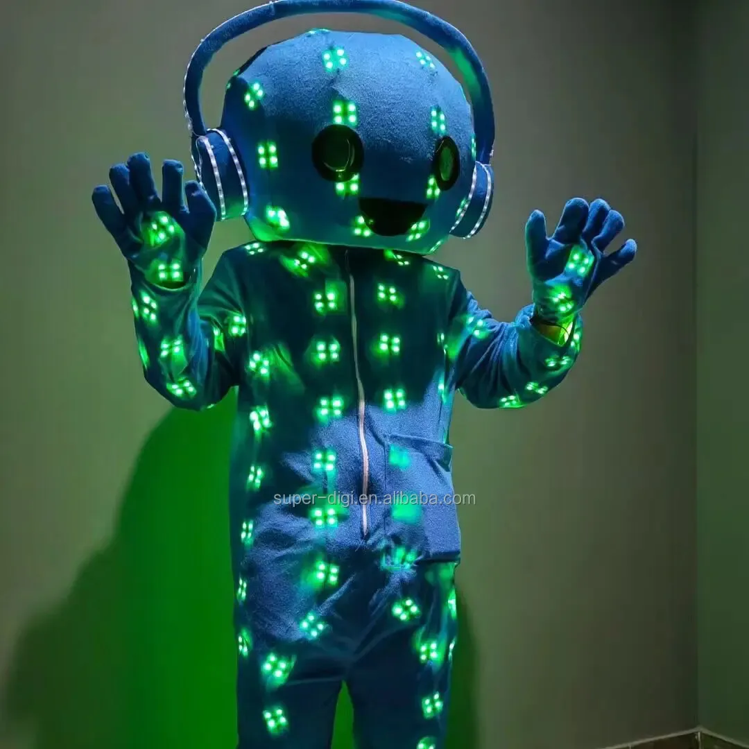 LED Robot giyim aydınlık sahne performansı elbise dans gösterisi DJ kostümleri LED ışık Robot elbise parti sahne gösterisi kostüm
