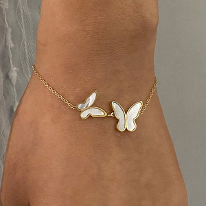 Yueli Butterfly <b>Bracelet</b> Gold Chain With <b>Shell</b> Inlay Women's Jewelry Gift Fashion Accessory - Product Image 2