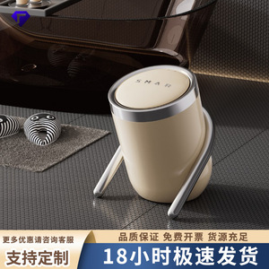 Snar Desktop Trash Can Cylindrical Creamy <b>White</b> Retro Red Midnight Black With Lid Indoor Use - Product Image 4