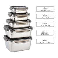 Ensemble de 3 boîtes à lunch Bento de 350 ml, 550 ml et 850 ml en acier inoxydable 304, hermétiques, avec couvercles en PP