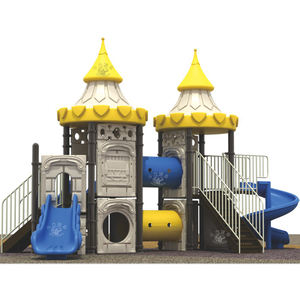 Aire de jeux extérieure personnalisable pour enfants, thème château, avec toboggan et couleurs variables, pour enfants avec Dia. Poteaux verticaux de 89 mm - Product Image 1