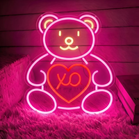 Lampe murale néon personnalisable en forme d'ours en peluche, cadeau romantique pour les enfants, décoration de fête d'anniversaire ou de mariage