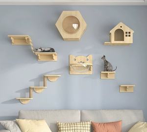 Muur Gemonteerde Kat Boom <span class=keywords><strong>Indoor</strong></span> Gym Drijvend Huis Condo Klimtoren Meubels Planken Trappen Activiteit Hindernisbaan Voor Katten - Product Image 4