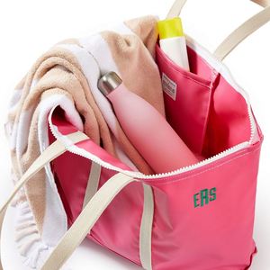 Sac de plage personnalisé grand format à fermeture ouverte, imperméable, pliable, sac de voyage couleur unie, broderie personnalisée, printemps été automne - Product Image 5