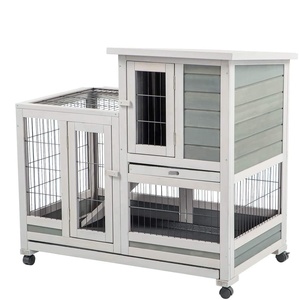 Hot Koop Outdoor Grote 2 Layer Houten <span class=keywords><strong>Bunny</strong></span> Hok Konijnenhok Met Run