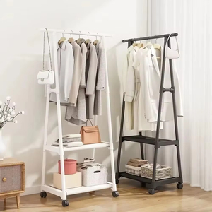 Perchero Simple para colgar ropa, colgador de ropa móvil para dormitorio con rueda, perchas triangulares portátiles simples para suelo, estantes - Product Image 2