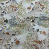 Tissu en velours coréen doux avec broderie de perles et sequins colorés pour robes de mariée - Prix de gros