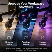 Roulettes universelles silencieuses en PU de 4 pouces noires transparentes robustes pour chaise de bureau et chaise de gaming, avec frein, pour l'export.