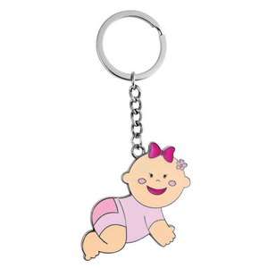 Porte-clés en PVC rose bébé, métal et plastique - Product Image 1