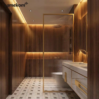 Porte de douche en verre avec cadre en aluminium doré, panneau de verre simple pour toilettes