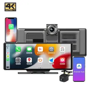 Lieferant 10,26 zoll IPS-Touchscreen 4k wifi gps car-play-Dashcam vorne und hinten doppellinse 4k kabellose Car-Play-Dashcam