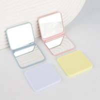 Miroir de poche pliable carré ultra-fin multicolore, miroir de maquillage double face, miroir cosmétique portable, logo personnalisé
