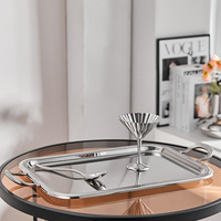 Service à thé/café en acier inoxydable style nordique, comprenant théière, pot à lait, sucrier et plateau – Ornements décoratifs pour la maison