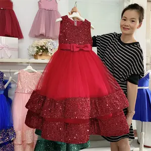 B2024 new Multi-Color big swing Christmas dress long dress girls gala dress