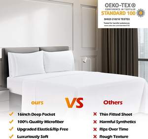 Draps de lit 4 pièces pour lit Queen Size Double brossé 1800 draps en microfibre - Product Image 5