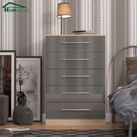 Chambre à coucher grise moderne Poignées Commodes Maison Hôtel Hôpital 5 Tiroirs Grand Salon Thé Armoire Rangement Armoire Haute