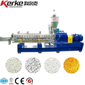 PET Twin Screw Extruder Plastic Recycling Pelletizer Extruder PLC