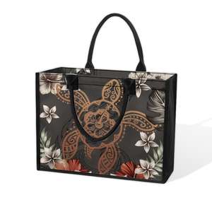 Bolsos de playa con estampado Tribal polinesio para mujer, flor de hibisco Hawaiano con <span class=keywords><strong>tatuaje</strong></span>, patrón de <span class=keywords><strong>tortuga</strong></span> marina, bolso de lona, bolsos de mano - Product Image 4