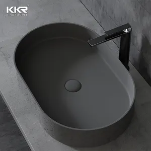 Lavabo de encimera texturizado de madera de un solo orificio de lujo clásico lavabo redondo para Baño