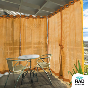 Yellow HDPE Eyelet Outdoor Curtains with Bright Sunlit Charm Breathable <b>Light</b> Filtering Fabric and Vibrant Balcony Patio - Product Image 6