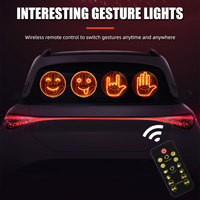 Feux d'avertissement LED Télécommande Lumière de voiture amusante pour l'intérieur de la voiture Lumière de la lunette arrière pour accessoires de voiture Lumière d'émoticône de voiture à geste LED