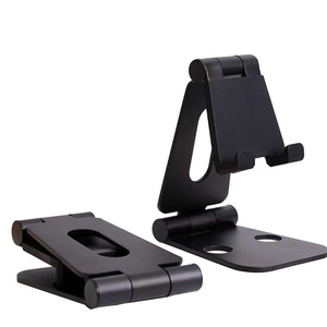Titanium Foldable Phone Holder 4-8 Inch Universal Desktop <b>Tablet</b> <b>Stand</b> Black And Silver AS003 - Product Image 1