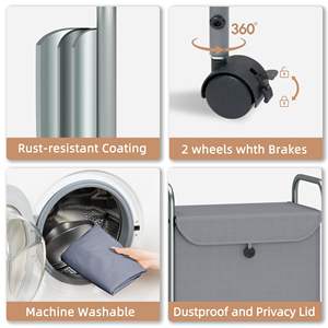 <span class=keywords><strong>Panier</strong></span> à <span class=keywords><strong>linge</strong></span> en acier avec roues verrouillables trieur chariot et séparateur pour <span class=keywords><strong>panier</strong></span> à <span class=keywords><strong>linge</strong></span> sale diviseur - Product Image 5