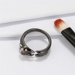 أزياء الجملة فتح حلقة مستديرة عالية مصقول حية الأسود تمتد لطيف القط خاتم - Product Image 3