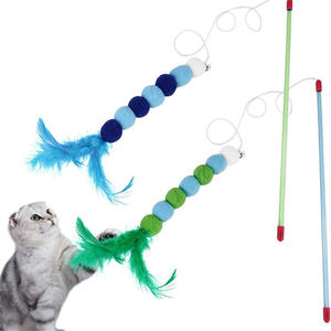 Rétractable Drôle Pet Jouets <span class=keywords><strong>Bois</strong></span> Bâton Tige Fée Interactive Teaser <span class=keywords><strong>Baguette</strong></span> Intérieur Poulet Plume Jouet pour Chat Jeu - Product Image 1