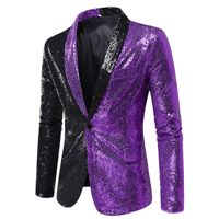 Manteau pour hommes européens et américains Costume à paillettes à couleur bloquée Costume Club Vêtements pour hommes Veste Manteau décontracté OEM
